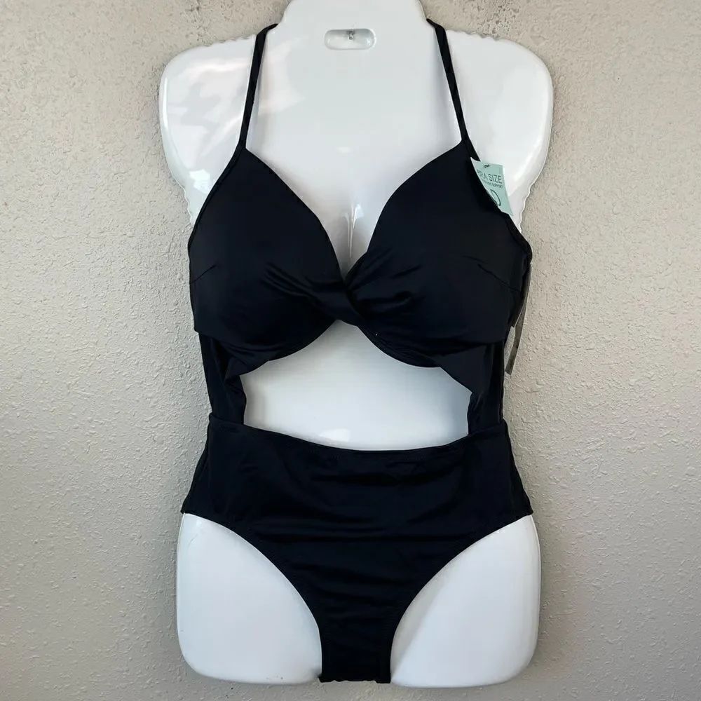 NWT Sundazed Black One Piece Swim Suit Size 36 D